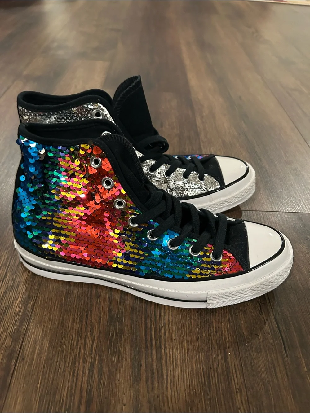 Sequin High-Top Sneakers in Multicolor & Silver for pride month new without tags - Picture 5 of 10